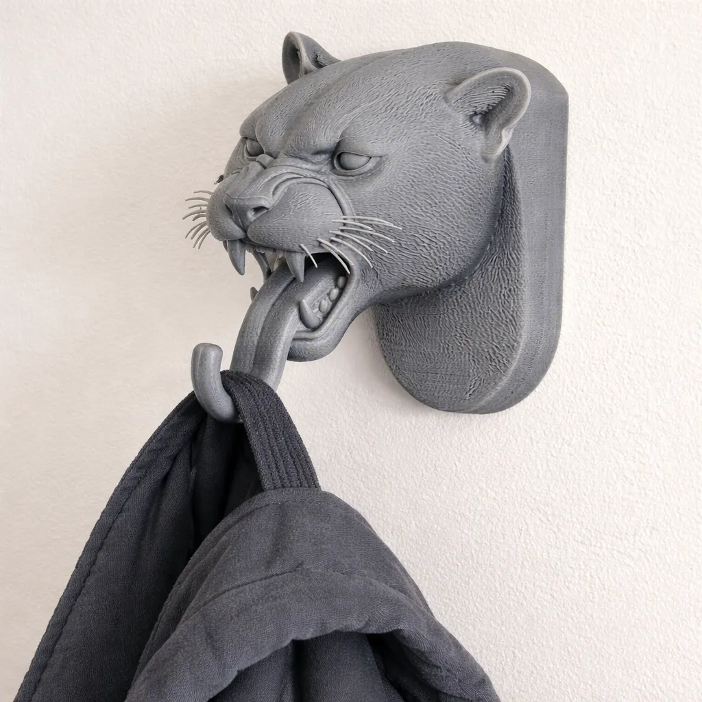 Leopard HEAD WALL HANGER COAT AND KEY HOLDER HOOK 3D Model .c4d .max .obj .3ds .fbx .stl .blend 