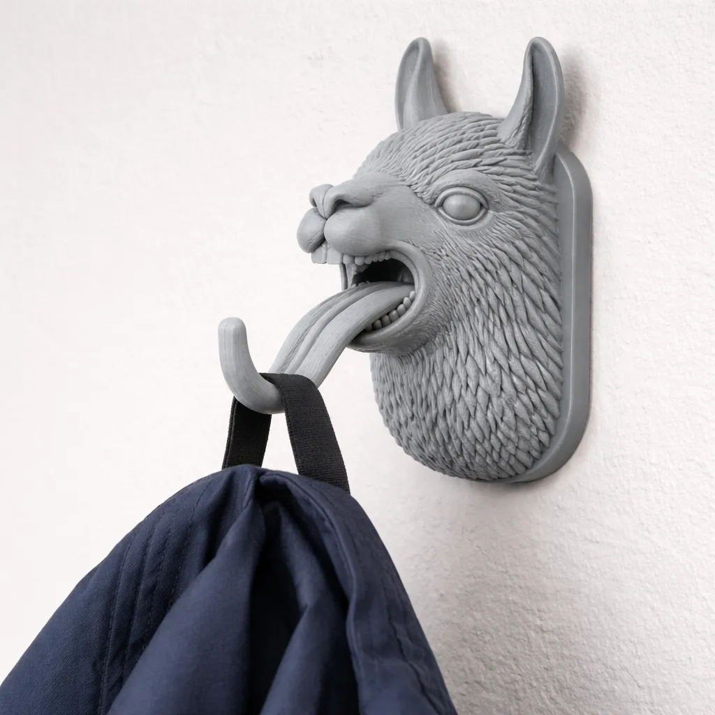Llama HEAD WALL HANGER COAT AND KEY HOLDER HOOK 3D Model .c4d .max .obj .3ds .fbx .stl .blend 