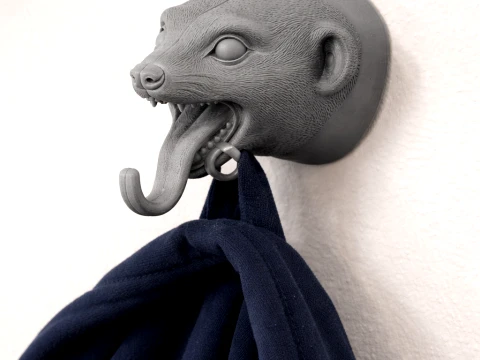 Meerkat HOOFD MUURHANGER JAS EN SLEUTELHOUDER HAAK 3D Model