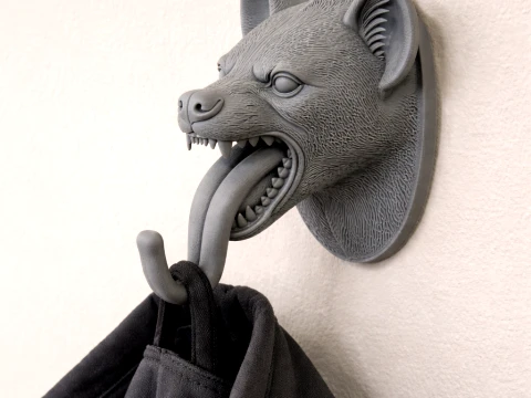 COLGADOR DE PARED Hyena HEAD PARA ABRIGOS Y LLAVEROS Modelo 3D