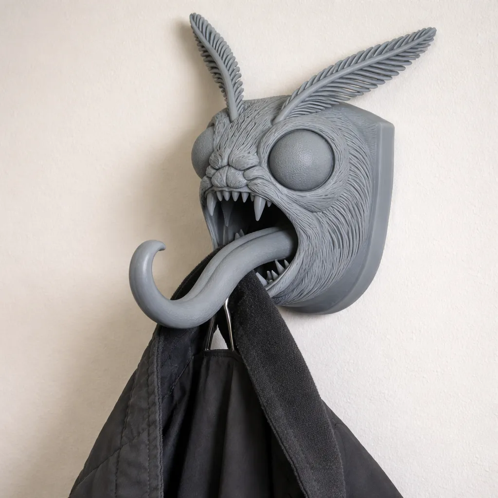 Moth HEAD WALL HANGER COAT AND KEY HOLDER HOOK 3D Model .c4d .max .obj .3ds .fbx .stl .blend