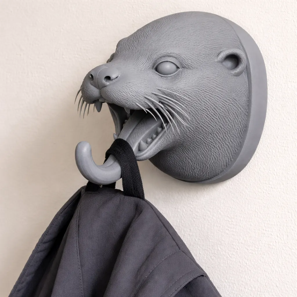 Otter HEAD WALL HANGER COAT AND KEY HOLDER HOOK 3D Model .c4d .max .obj .3ds .fbx .stl .blend 