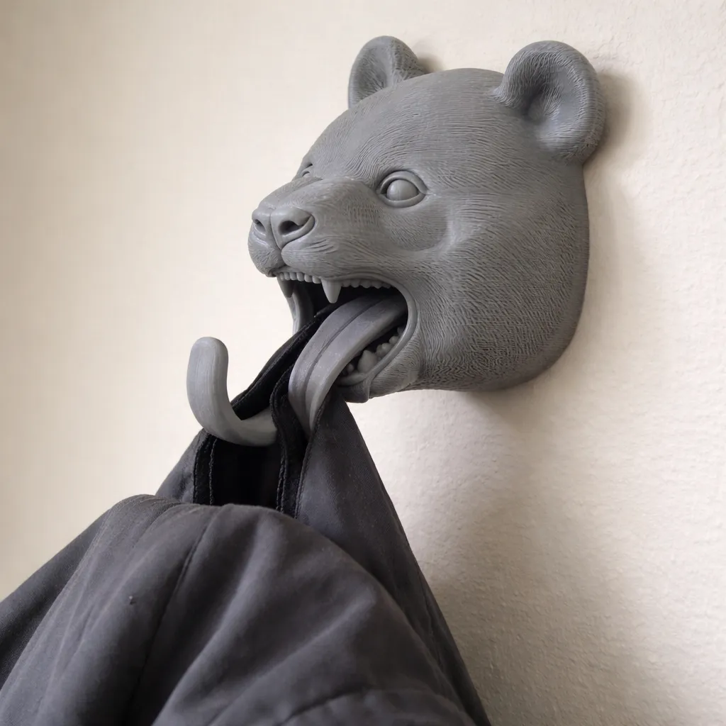 Panda HEAD WALL HANGER COAT AND KEY HOLDER HOOK 3D Model .c4d .max .obj .3ds .fbx .stl .blend