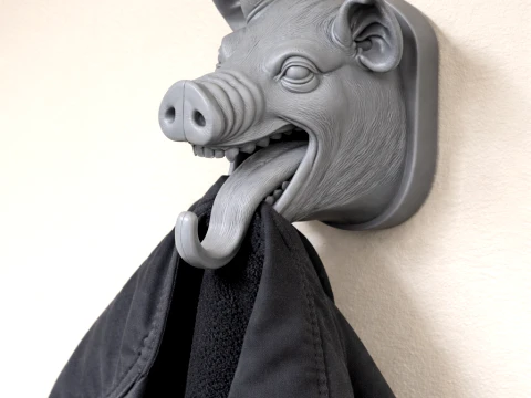 Pig HEAD WALL HANGER COAT AND KEY HOLDER HOOK 3D Model