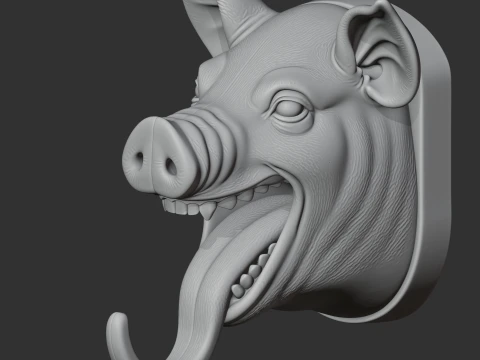 Pig HEAD WALL HANGER COAT AND KEY HOLDER HOOK 3D Model