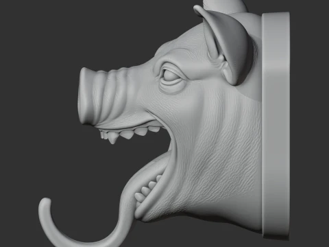Pig HEAD WALL HANGER COAT AND KEY HOLDER HOOK 3D Model