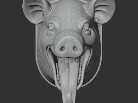 Pig HEAD WALL HANGER COAT AND KEY HOLDER HOOK 3D Model