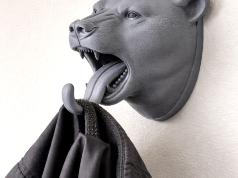 シロクマヘッドウォールハンガーコートとキーホルダーフック 3Dモデル