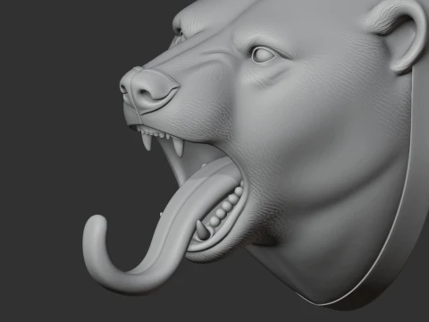 Polar bear HEAD WALL HANGER COAT AND KEY HOLDER HOOK 3D Model