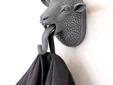 Sheep HEAD WALL HANGER COAT AND KEY HOLDER HOOK 3D Model