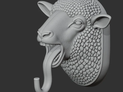 Sheep HEAD WALL HANGER COAT AND KEY HOLDER HOOK 3D Model