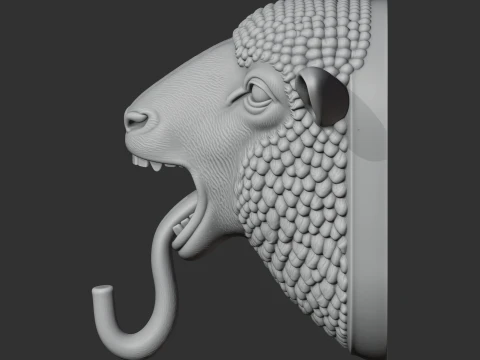 Sheep HEAD WALL HANGER COAT AND KEY HOLDER HOOK 3D Model