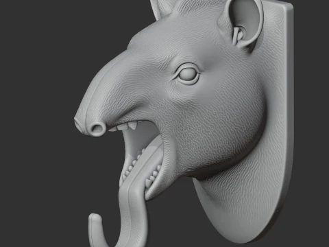 Tapir HEAD WALL HANGER COAT AND KEY HOLDER HOOK 3D Model