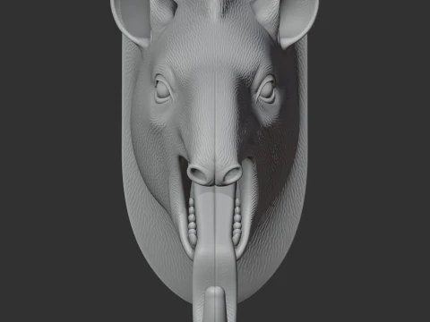 Tapir HEAD WALL HANGER COAT AND KEY HOLDER HOOK 3D Model