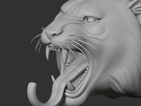 Tiger Head Wall Hanger Coat and Key Holder Hook 3D Model