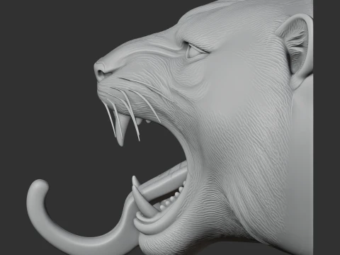Tiger Head Wall Hanger Coat and Key Holder Hook 3D Model