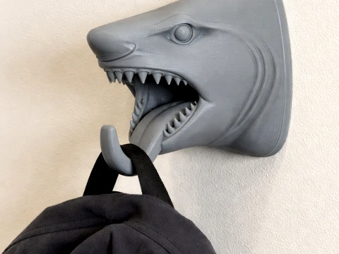 イタチザメ頭ウォールハンガーコートとキーホルダーフック 3Dモデル