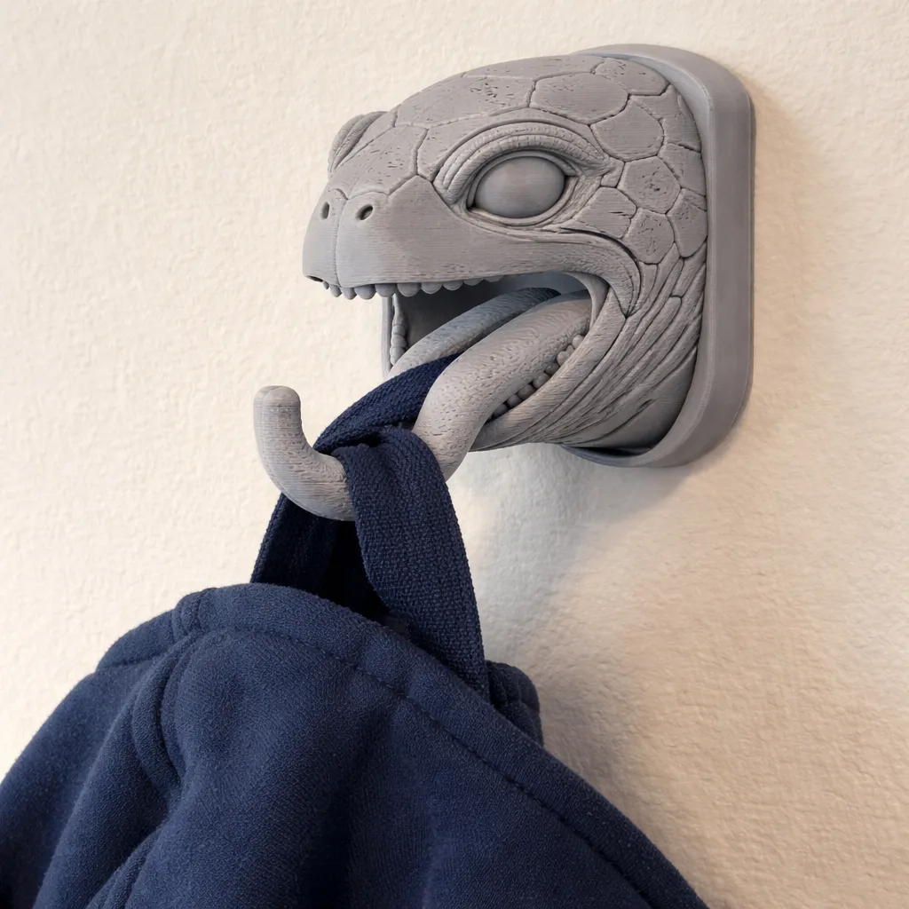 Turtle Head Wall Hanger Coat and Key Holder Hook 3D Model .c4d .max .obj .3ds .fbx .stl .blend