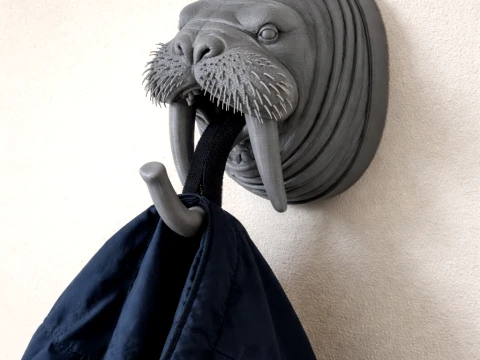 Walrus HEAD WALL HANGER COAT AND KEY HOLDER HOOK 3D Model