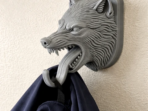 Wolf Head Wall Hanger Coat and Key Holder Hook 3D Model