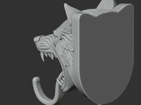 Wolf Head Wall Hanger Coat and Key Holder Hook 3D Model