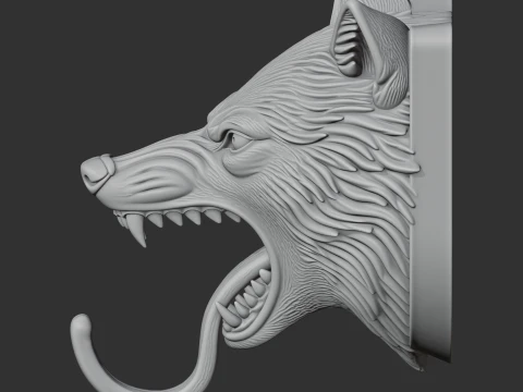 Wolf Head Wall Hanger Coat and Key Holder Hook 3D Model