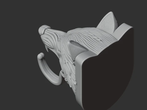 Wolf Head Wall Hanger Coat and Key Holder Hook 3D Model