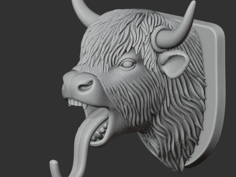 Yak HEAD WALL HANGER COAT AND KEY HOLDER HOOK 3D Model