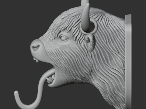 Yak HEAD WALL HANGER COAT AND KEY HOLDER HOOK 3D Model