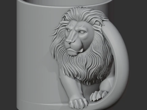 Lion Mug 3D Model