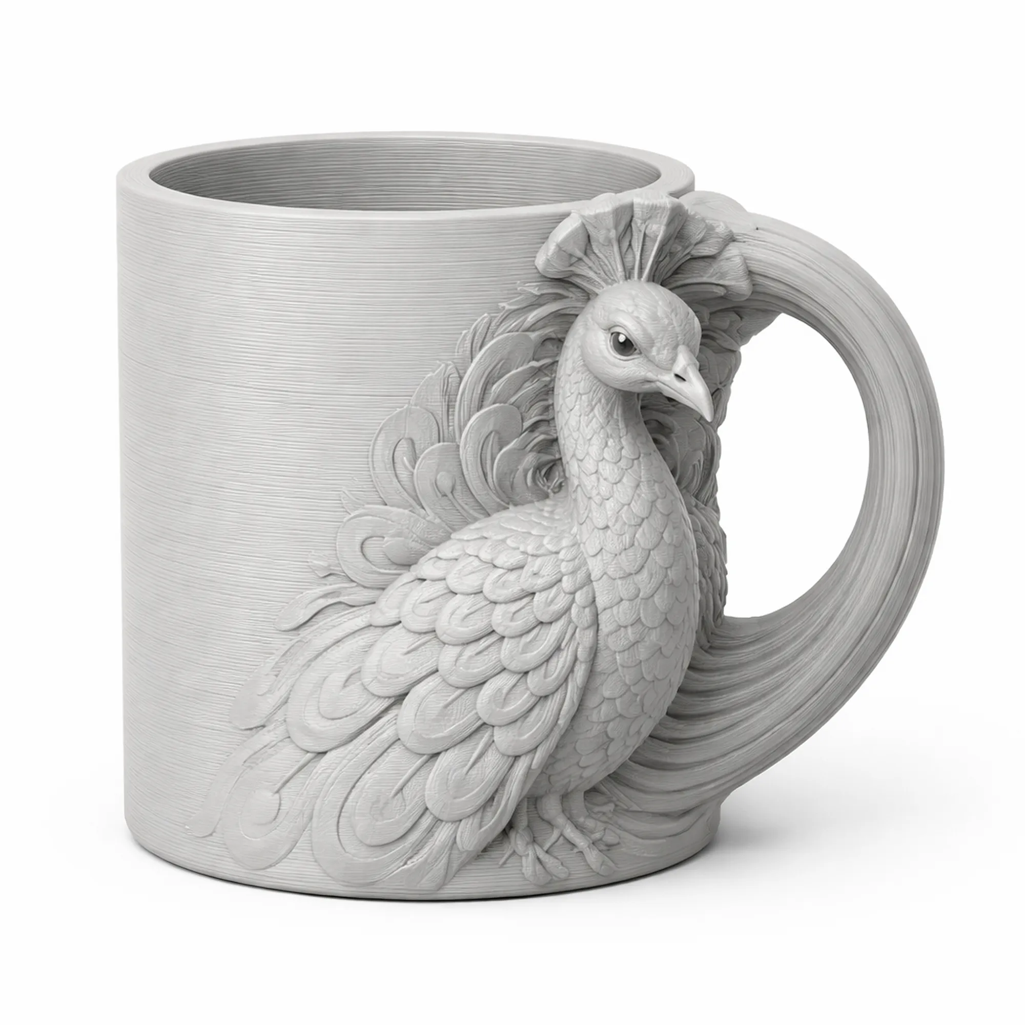 Peacock Mug 3D Model .c4d .max .obj .3ds .fbx .stl .blend 