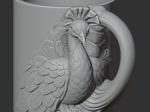Peacock Mug 3D Model