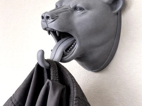 Polar bear HEAD WALL HANGER COAT AND KEY HOLDER HOOK 3D Model
