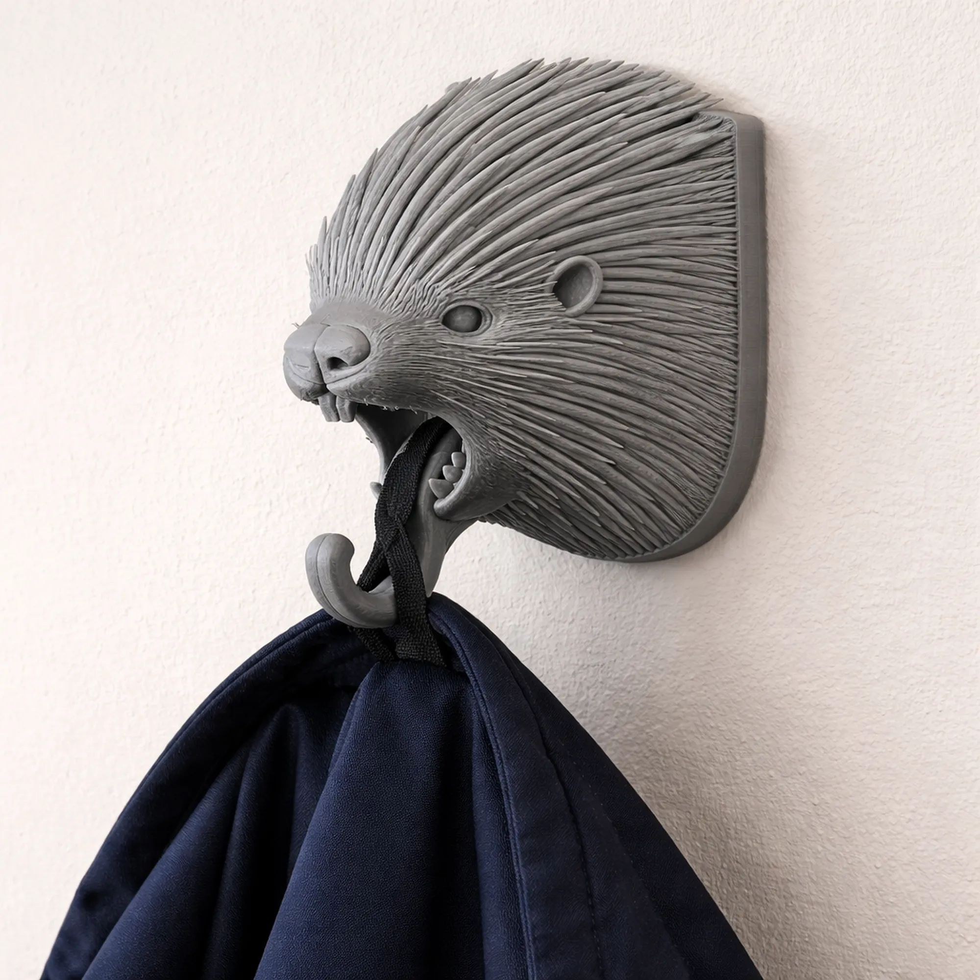 Porcupine HEAD WALL HANGER COAT AND KEY HOLDER HOOK 3D Model .c4d .max .obj .3ds .fbx .stl .blend 
