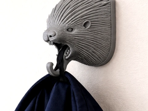 Porcupine HEAD WALL HANGER COAT AND KEY HOLDER HOOK 3D Model