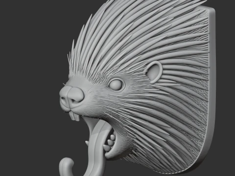 Porcupine HEAD WALL HANGER COAT AND KEY HOLDER HOOK 3D Model