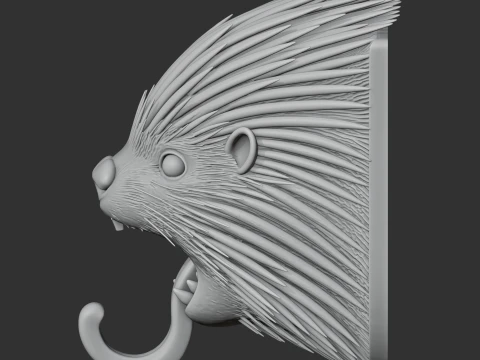Porcupine HEAD WALL HANGER COAT AND KEY HOLDER HOOK 3D Model