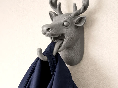 Reindeer HEAD WALL HANGER COAT AND KEY HOLDER HOOK 3D Модель