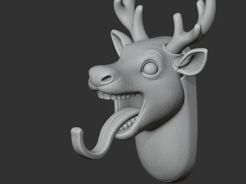 Reindeer HEAD WALL HANGER COAT AND KEY HOLDER HOOK 3D Model