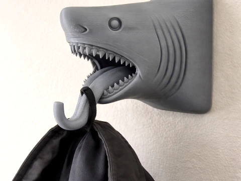 Shark Head Wall Hanger Coat and Key Holder Hook 3D Model