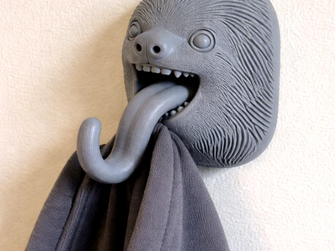 Sloth Head Wall Hanger Coat and Key Holder Hook 3D Model