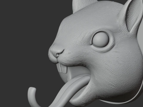 Squirrel Head Wall Hanger Coat and Key Holder Hook 3D Model