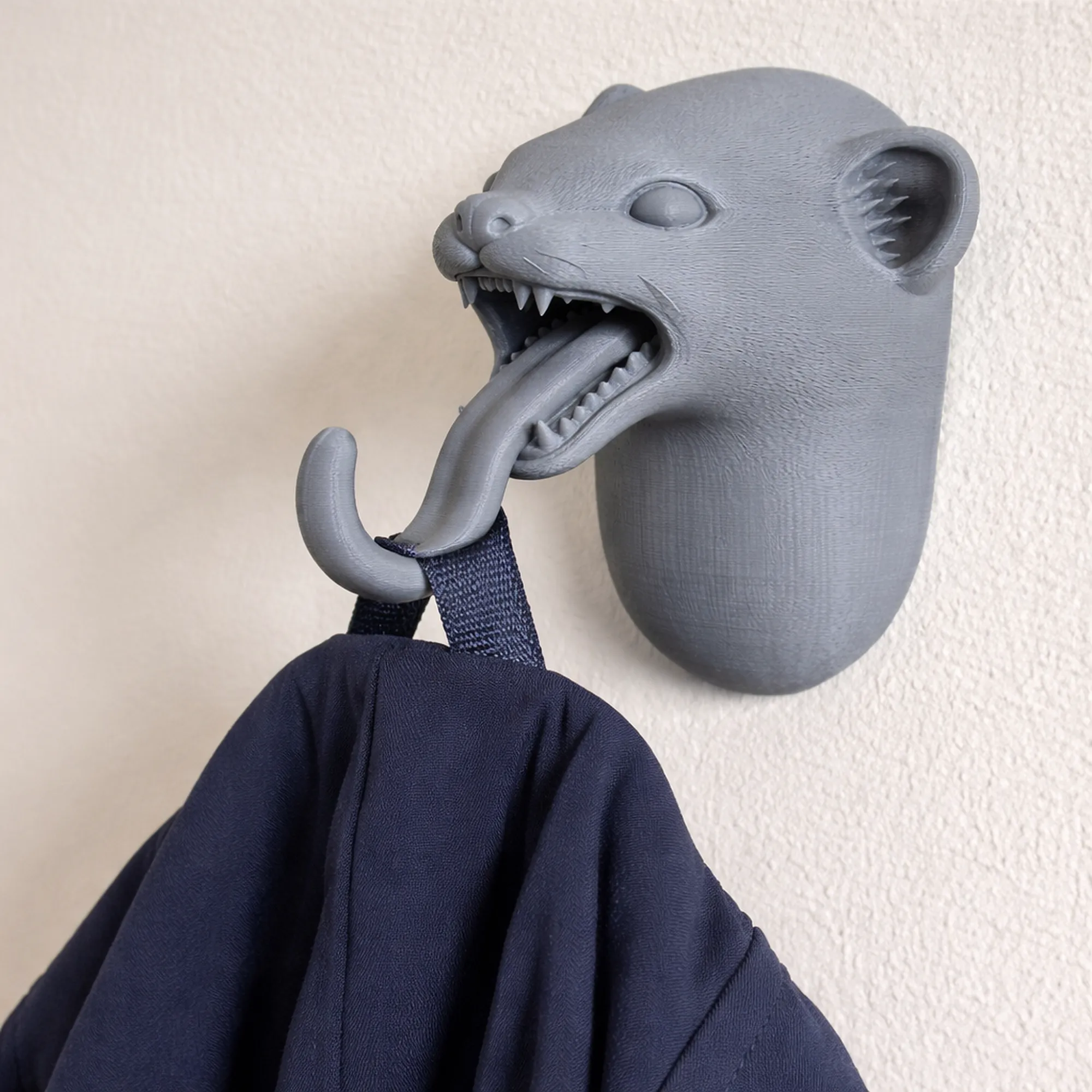 Stoat Head Wall Hanger Coat and Key Holder Hook 3D Model .c4d .max .obj .3ds .fbx .stl .blend 