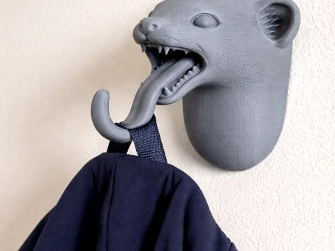 Stoat Head Wall Hanger Coat and Key Holder Hook 3D Modell