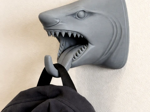 Tiger shark Head Wall Hanger Coat and Key Holder Hook 3D Model