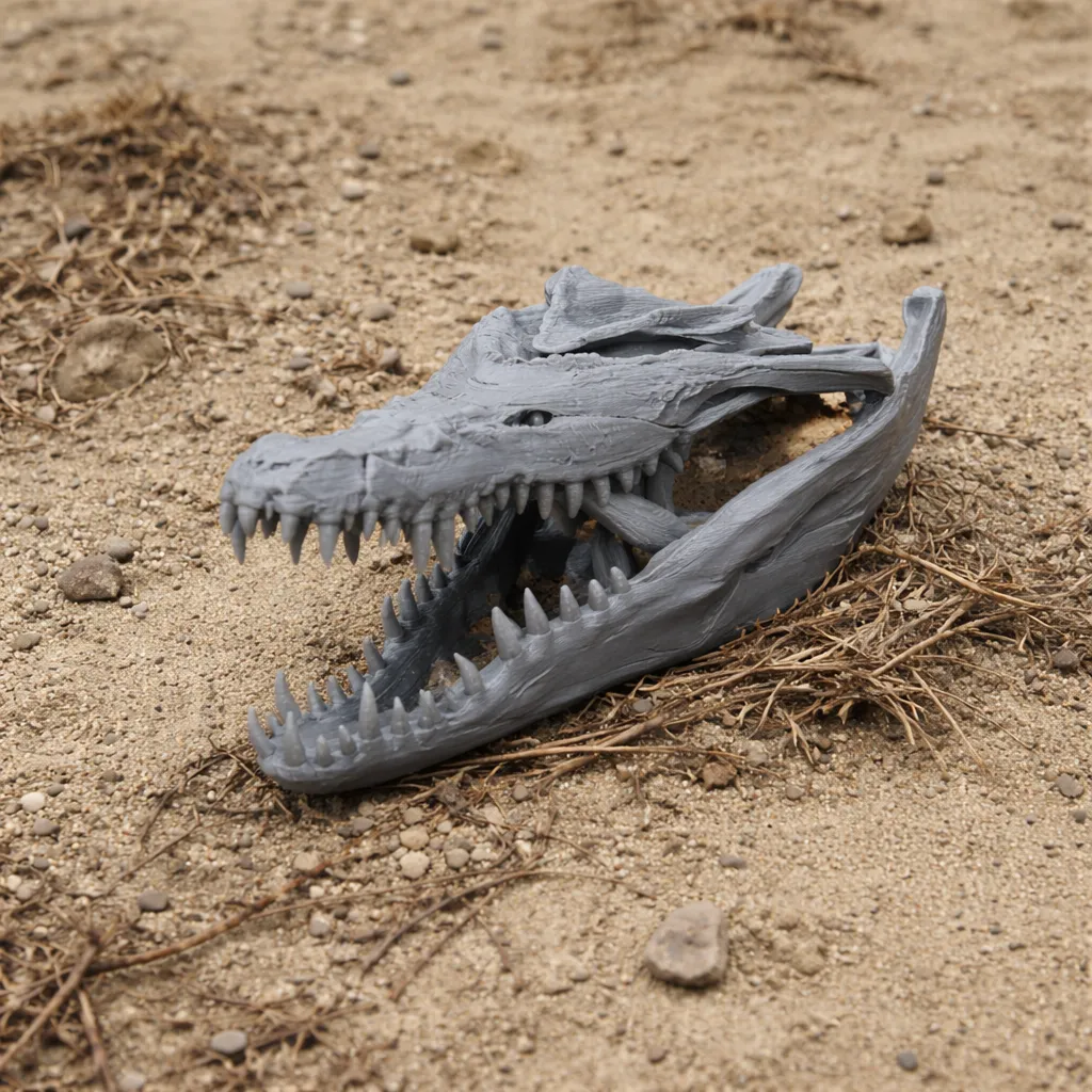 Crocodile Skull 3D Model .c4d .max .obj .3ds .fbx .stl .blend