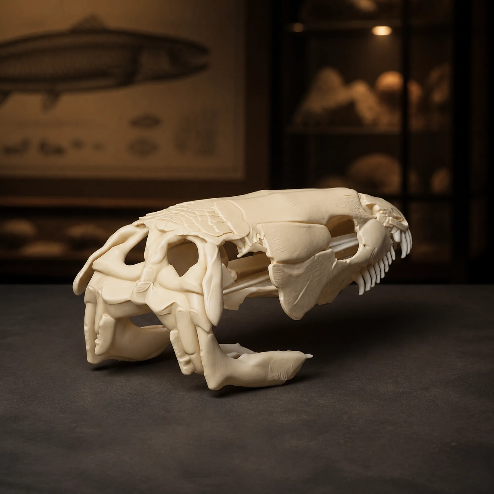 Bowfin Amia calva Skull 3D Model .c4d .max .obj .3ds .fbx .stl .blend 