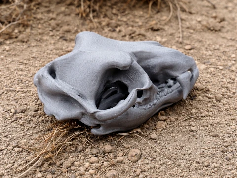 Grey Wolf Skull 3D Model