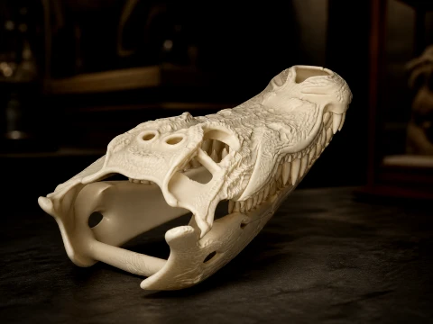 Mugger Crocodile Skull Modello 3D