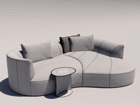 Sof&aacute; Curvo Modelo 3D